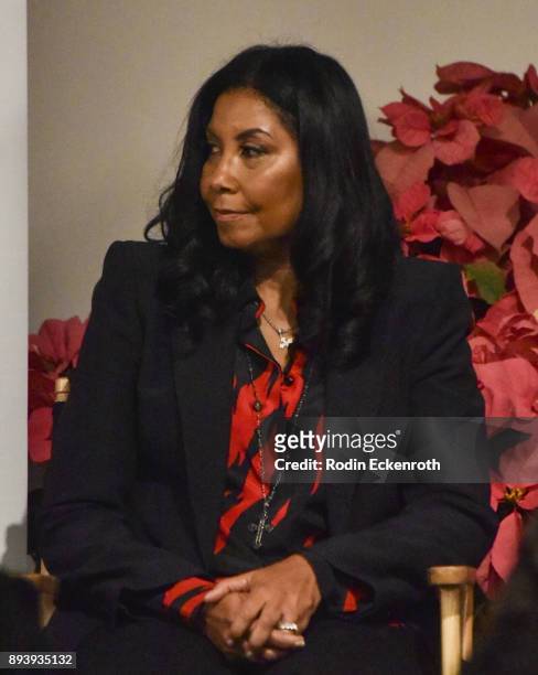 Philanthropist/businesswoman Cookie Johnson speaks onstage at the 6th Annual Ladylike Day at UCLA Panel and Program at UCLA on December 16, 2017 in...