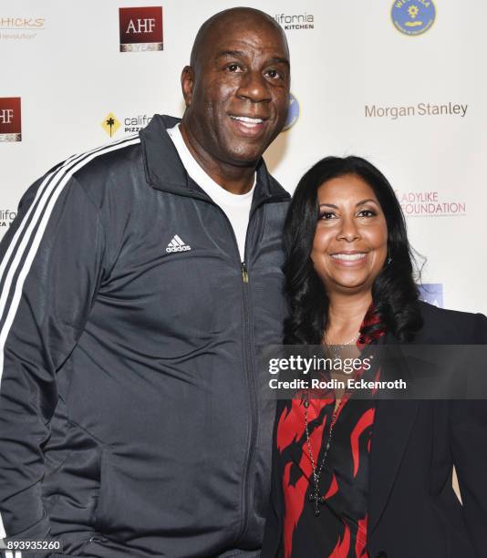 Los Angeles Lakers president of basketball operations Magic Johnson and philanthropist / businesswoman Cookie Johnson pose for portrait at the 6th...