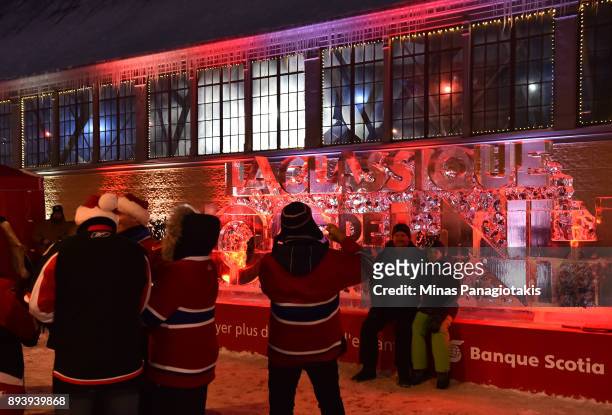 Fans enjoy the Centennial Fan Arena in advance of the 2017 Scotiabank NHL100 Classic at Lansdowne Park on December 16, 2017 in Ottawa, Canada.