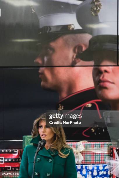 First Lady Melania Trump visited Joint Base Anacostia-Bolling in Washington, D.C., where she joined military families for the Marine Corps' annual...