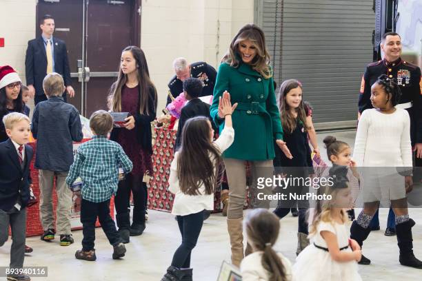 First Lady Melania Trump visited Joint Base Anacostia-Bolling in Washington, D.C., where she joined military families for the Marine Corps' annual...