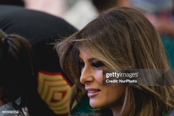 First Lady Melania Trump visited Joint Base Anacostia-Bolling in Washington, D.C., where she joined military families for the Marine Corps' annual...