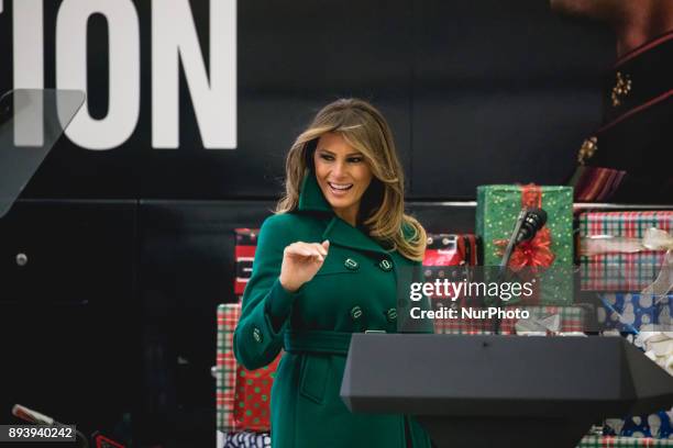 First Lady Melania Trump visited Joint Base Anacostia-Bolling in Washington, D.C., where she joined military families for the Marine Corps' annual...