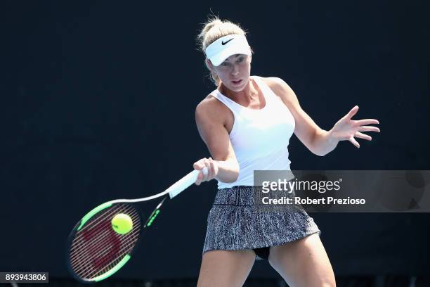Tammi Patterson of Australia competes in her match against Destanee Aiava of Australia during the Australian Open December Showdown at Melbourne Park...