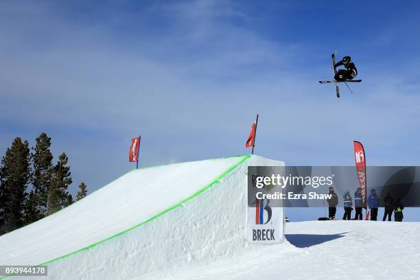 Antoine Adelisse of France competes in the men's ski Slopestyle Final during Day 4 of the Dew Tour on December 16, 2017 in Breckenridge, Colorado.