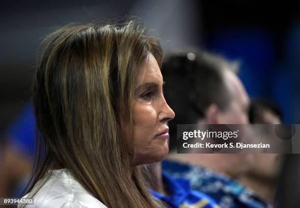 Caitlyn Jenner attends the UCLA Bruins and Cincinnati Bearcats college basketball game at Pauley Pavilion on December 16, 2017 in Los Angeles,...