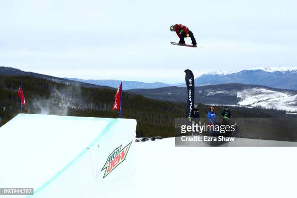 Chris Corning competes in the men's snowboard Slopestyle Final during Day 4 of the Dew Tour on December 16, 2017 in Breckenridge, Colorado.
