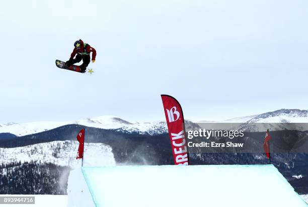 Chris Corning competes in the men's snowboard Slopestyle Final during Day 4 of the Dew Tour on December 16, 2017 in Breckenridge, Colorado.