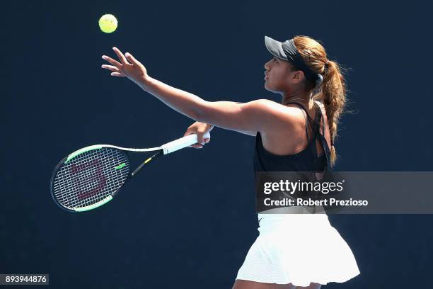 Destanee Aiava of Australia competes in her match against Tammi Patterson of Australia during the Australian Open December Showdown at Melbourne Park...