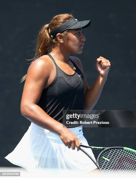 Destanee Aiava of Australia competes in her match against Tammi Patterson of Australia during the Australian Open December Showdown at Melbourne Park...