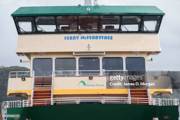 Brand new Sydney ferry, named Ferry McFerryface takes a journey to the Sydney Opera House for a public fun day on December 17, 2017 in Sydney,...