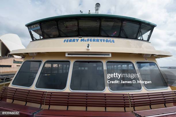 Brand new Sydney ferry, named Ferry McFerryface takes a journey to the Sydney Opera House for a public fun day on December 17, 2017 in Sydney,...