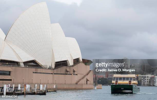 Brand new Sydney ferry, named Ferry McFerryface takes a journey to the Sydney Opera House for a public fun day on December 17, 2017 in Sydney,...