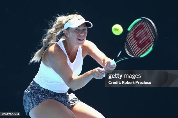 Tammi Patterson of Australia competes in her match against Destanee Aiava of Australia during the Australian Open December Showdown at Melbourne Park...