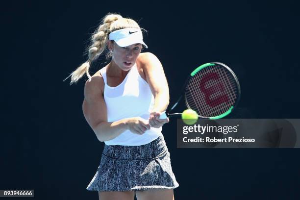 Tammi Patterson of Australia competes in her match against Destanee Aiava of Australia during the Australian Open December Showdown at Melbourne Park...