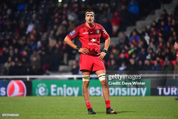 Florian Verhaeghe of Toulouse during the European Rugby Challenge Cup match between Lyon OU and Stade Toulousain at Stade Gerland on December 16,...