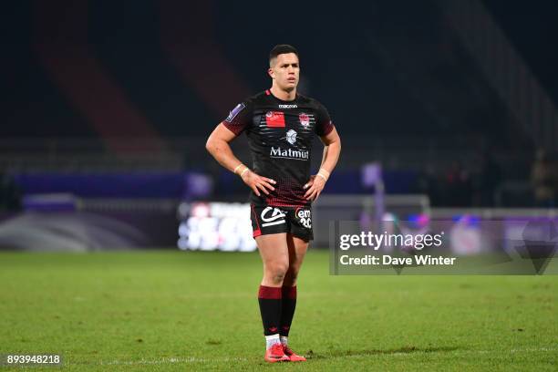 Adrien Seguret of Lyon during the European Rugby Challenge Cup match between Lyon OU and Stade Toulousain at Stade Gerland on December 16, 2017 in...