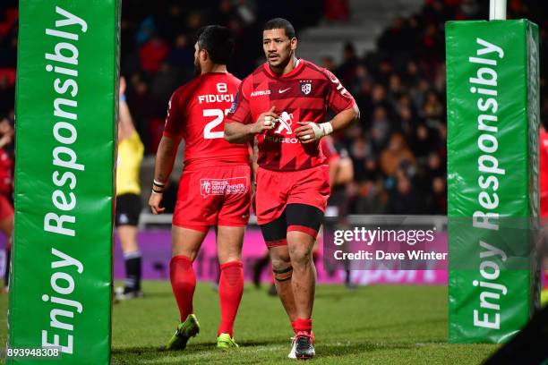 Paul Perez of Toulouse during the European Rugby Challenge Cup match between Lyon OU and Stade Toulousain at Stade Gerland on December 16, 2017 in...