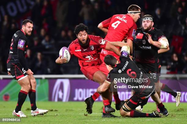 Rodrigue Neti of Toulouse during the European Rugby Challenge Cup match between Lyon OU and Stade Toulousain at Stade Gerland on December 16, 2017 in...