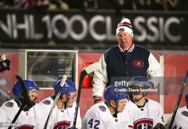 Montreal Canadiens head coach Claude Julien follows the play from the bench in a game against the Ottawa Senators during the 2017 Scotiabank NHL100...