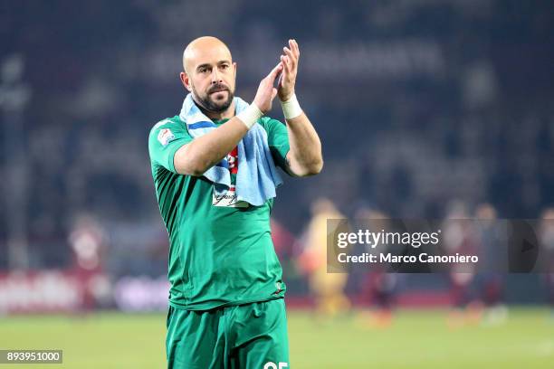 José Manuel Reina of Ssc Napoli celebrates victory after the Serie A the Serie A football match between Torino Fc and Ssc Napoli. Ssc Napoli wins 3-1...