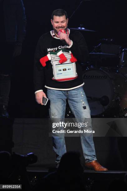 Radio personality Kane of The Kane show speaks onstage during 93.3 FLZ's Jingle Ball 2017 at Amalie Arena on December 16, 2017 in Tampa, Florida.