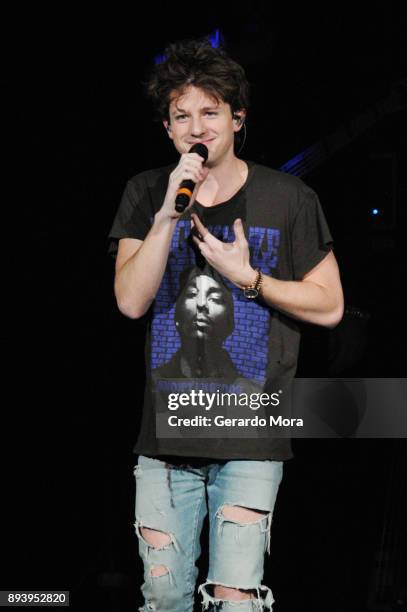 Charlie Puth performs onstage during 93.3 FLZ's Jingle Ball 2017 at Amalie Arena on December 16, 2017 in Tampa, Florida.