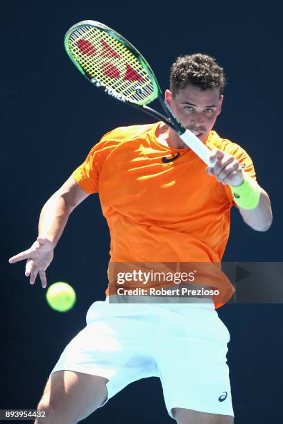 Alex Bolt of Australia competes in his match against Alex De Minaur of Australia during the Australian Open December Showdown at Melbourne Park on...