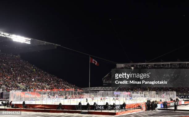 Wide view of Lansdowne Stadium as the Ottawa Senators take on the Montreal Canadiens during the 2017 Scotiabank NHL100 Classic at Lansdowne Park on...
