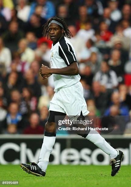 Ugo Ehiogu of MK Dons in action during the pre season friendly match between MK Dons and Wolverhampton Wanderers at Stadiummk on July 28, 2009 in...