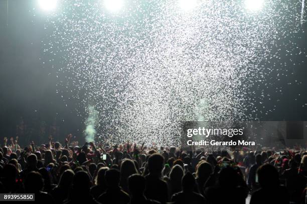 View of the audience during a performance from Zedd during 93.3 FLZ's Jingle Ball 2017 at Amalie Arena on December 16, 2017 in Tampa, Florida.