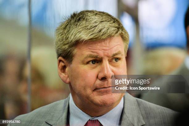 Carolina Hurricane head coach Bill Peters on the bench during a game between the Carolina Hurricanes and the Columbus Blue Jackets at the PNC Arena...