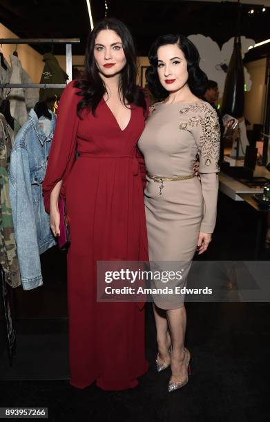 Burlesque dancer Dita Von Teese and actress Jodi Lyn O'Keefe attend the launch of Dita Von Teese and luxury fragrance brand Heretic Parfum's candle...