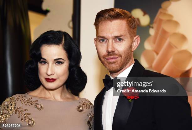 Burlesque dancer Dita Von Teese and Heretic Parfum founder Douglas Little attend the launch of Dita Von Teese and luxury fragrance brand Heretic...