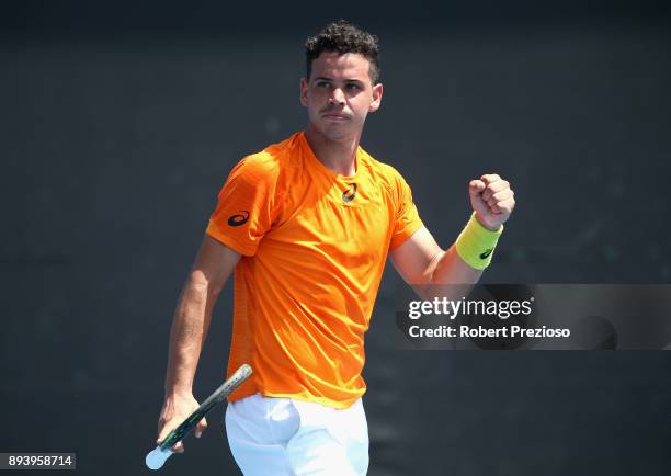 Alex Bolt of Australia competes in his match against Alex De Minaur of Australia during the Australian Open December Showdown at Melbourne Park on...