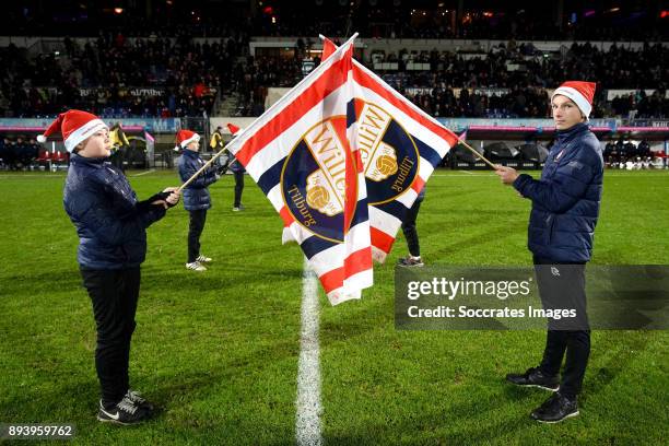 Banners, vlaggen Willem II opkomst during the Dutch Eredivisie match between Willem II v PEC Zwolle at the Koning Willem II Stadium on December 16,...