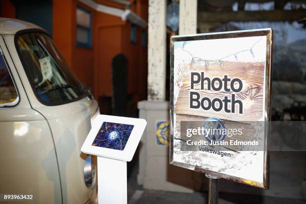 View of the Photo Booth at the Volkswagen Holiday Drive-In Event at Releigh Studios in Los Angeles, California on December 16, 2017.