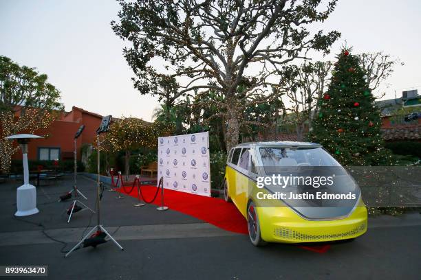 View of the atmosphere during the Volkswagen Holiday Drive-In Event at Releigh Studios in Los Angeles, California on December 16, 2017.