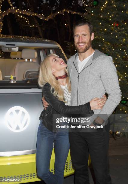 Julianne Hough and Brooks Laich attend the Volkswagen Holiday Drive-In Event at Releigh Studios in Los Angeles, California on December 16, 2017.