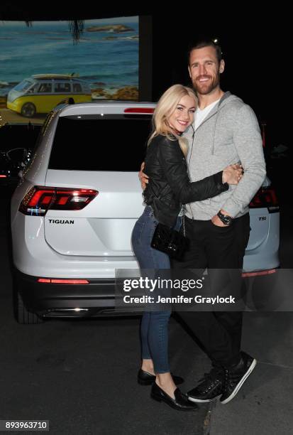 Julianne Hough and Brooks Laich attend the Volkswagen Holiday Drive-In Event at Releigh Studios in Los Angeles, California on December 16, 2017.