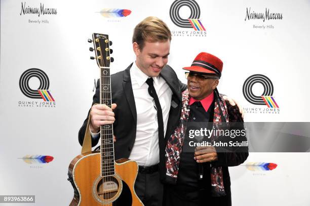 Clark Beckham and Quincy Jones attend Buscemi x Quincy Exclusive Launch at Neiman Marcus Beverly Hills on December 16, 2017 in Beverly Hills,...