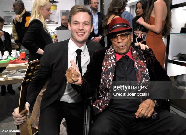 Clark Beckham and Quincy Jones attend Buscemi x Quincy Exclusive Launch at Neiman Marcus Beverly Hills on December 16, 2017 in Beverly Hills,...