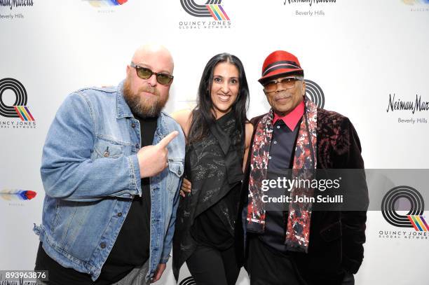 Jon Buscemi, CEO of Buscemi Rebecca Damavandi and Quincy Jones attend Buscemi x Quincy Exclusive Launch at Neiman Marcus Beverly Hills on December...