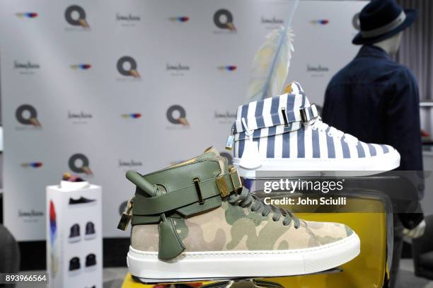 Buscemi footwear on display at Buscemi x Quincy Exclusive Launch at Neiman Marcus Beverly Hills on December 16, 2017 in Beverly Hills, California.