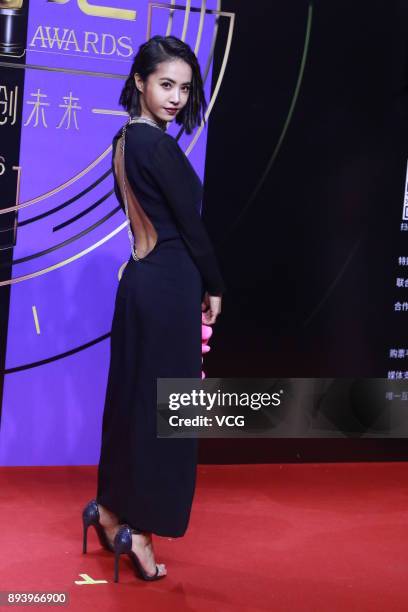 Singer Jolin Tsai poses at red carpet of the 11th Migu Music Awards ceremony on December 16, 2017 in Shanghai China.