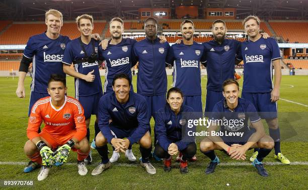 Brian Ching,Mia Hamm,Stuart Holden,Alexi Lalas,Kade Speiser,Euan Holden,Eddie Johnson,Chris Wondolowski,Clint Dempsey and Bode Miller during the Kick...