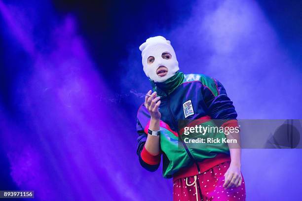 Conceptual artist Nadezhda Tolokonnikova of Pussy Riot performs onstage during Day for Night festival on December 16, 2017 in Houston, Texas.