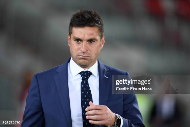 Head coach Diego Alonso of Pachuca looks on prior to the FIFA Club World Cup UAE 2017 third place play off match between Al Jazira and CF Pachuca at...