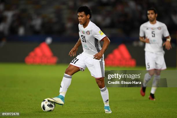 Romarinho of Al Jazira in action during the FIFA Club World Cup UAE 2017 third place play off match between Al Jazira and CF Pachuca at the Zayed...