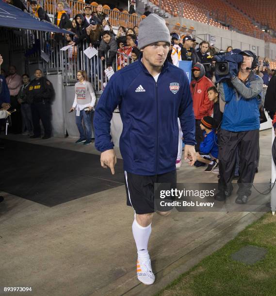 Alex Bregman of the Houston Astros is introduced during the Kick In For Houston Charity Soccer Match at BBVA Compass Stadium on December 16, 2017 in...